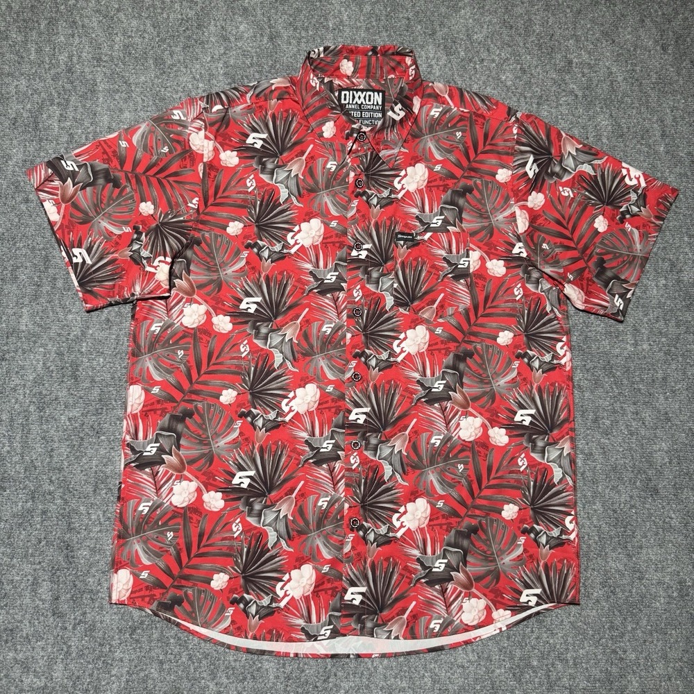 DIXXON Hawaiian Limited Edition Button Up Men XL Red Floral Snap On Tools